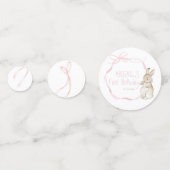 ピンクコケット弓ピーターウサギの最初の誕生日 コンフェッティ (裏面)