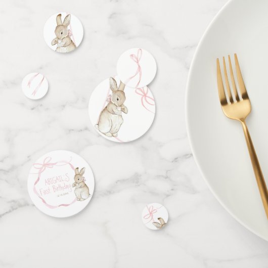 ピンクコケット弓ピーターウサギの最初の誕生日 コンフェッティ (グループ)
