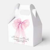 ピンクコケット弓ベビーガールシャワーありがとう フェイバーボックス (正面サイド)