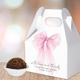 ピンクコケット弓ベビーガールシャワーありがとう フェイバーボックス