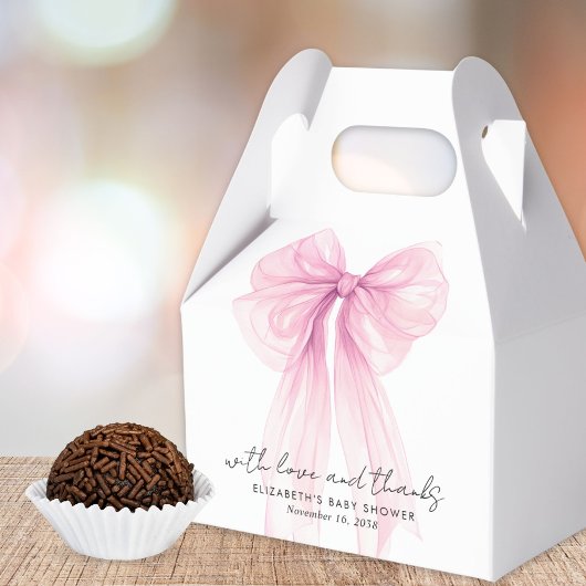 ピンクコケット弓ベビーガールシャワーありがとう フェイバーボックス