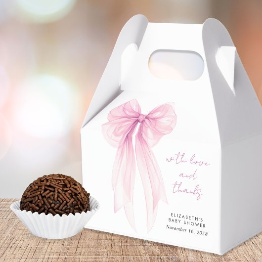 ピンクコケット弓ベビーガールシャワーありがとう フェイバーボックス