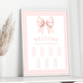 ピンクコケット弓ベビーガールシャワー着座表 ポスター