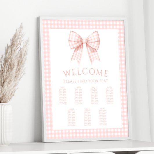 ピンクコケット弓ベビーガールシャワー着座表 ポスター