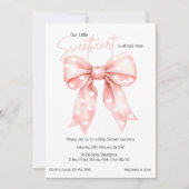 ピンクコケット弓ベビーシャワーガール 招待状 (正面)