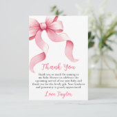 ピンクコケット弓ベビーシャワー サンキューカード (スタンド正面)