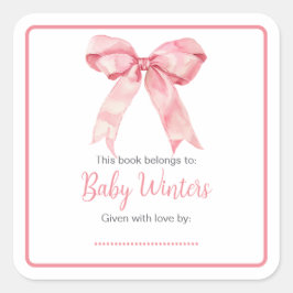 ピンクコケット弓ベビーシャワー スクエアシール