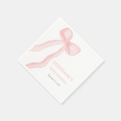 ピンクコケット弓ベビーシャワー スタンダードカクテルナプキン (角)