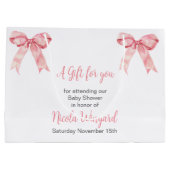 ピンクコケット弓ベビーシャワー ラージペーパーバッグ (裏面)
