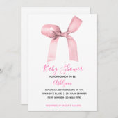 ピンクコケット弓ベビーシャワー 招待状 (正面/裏面)