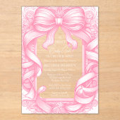 ピンクコケット弓リボントイレデジュイベビーブシャワー アクリル招待状