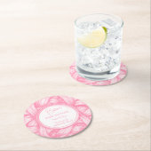 ピンクコケット弓リボントイレデジュイベビーブシャワー ラウンドペーパーコースター (インサイチュ)