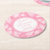 ピンクコケット弓リボントイレデジュイベビーブシャワー ラウンドペーパーコースター (アングル)