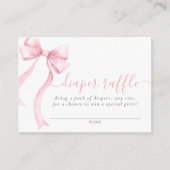 ピンクコケット弓女の子ベビーシャワーおむつラッフル エンクロージャーカード (正面)