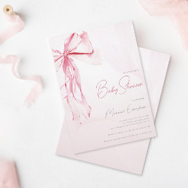 ピンクコケット弓女の子ベビーシャワー 招待状