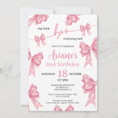 ピンクコケット弓幽霊リトルブー2nd誕生日 招待状 (正面)