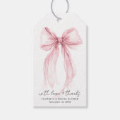 ピンクコケット弓水カラーブライダルシャワー ギフトタグ (正面)