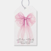 ピンクコケット弓水カラーベビーガールシャワー ギフトタグ (正面)
