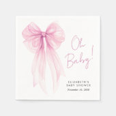 ピンクコケット弓水カラーベビーガールシャワー スタンダードカクテルナプキン (正面)