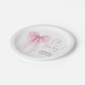 ピンクコケット弓水カラーベビーガールシャワー ペーパープレート (アングル)