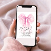 ピンクコケット弓水カラーベビーガールシャワー 招待状