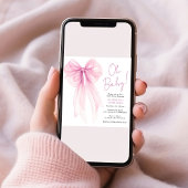 ピンクコケット弓水カラーベビーガールシャワー 招待状