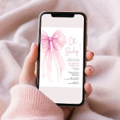 ピンクコケット弓水カラーベビーガールシャワー 招待状