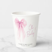 ピンクコケット弓水カラーベビーガールシャワー 紙コップ (正面)