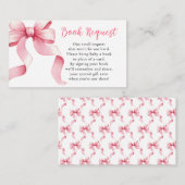 ピンクコケット弓赤ちゃんシャワー予約リクエスト エンクロージャーカード (正面/裏面)