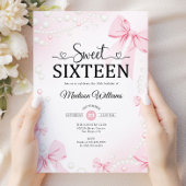 ピンクコケット弓Sweet sixteen 招待状