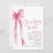 ピンクコケット結び目ブライダルシャワー 招待状 (正面)
