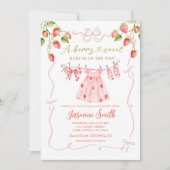 ピンクコケット赤ちゃん服ベリースウィートベビーシャワー 招待状 (正面)