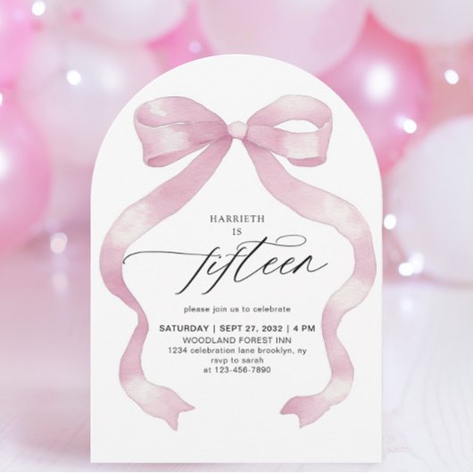 ピンクコケット15thキンセアニラ誕生日 招待状