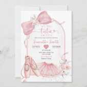 ピンクコケットTutu興奮バレリーナベビーシャワー 招待状 (正面)