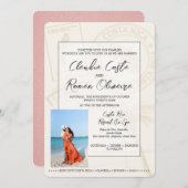 ピンクコスタリカパスポート結婚式招待状 招待状 (正面/裏面)