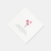 ピンクコスモスのお花がデザインされた結婚式前夜祭の記念品 スタンダードカクテルナプキン (角)