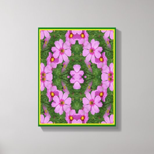 ピンクコスモスデイジー花抽象芸術自然 キャンバスプリント (正面)
