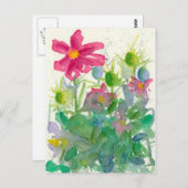 ピンクコスモスニゲラフラワーガーデンウォーター色 ポストカード (正面/裏面)