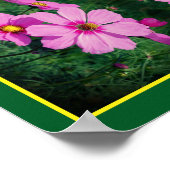 ピンクコスモスフラワーズ鏡抽象芸術 ポスター (角)