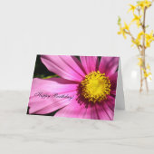 ピンクコスモスフラワーハッピーバースデー カード (黄色い花)