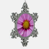 ピンクコスモスワイルドフラワーフローラ スノーフレークピューターオーナメント (左)