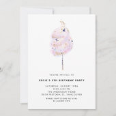 ピンクコットンキャンディと金ゴールドスパークルバースデーパーティー 招待状 (正面)