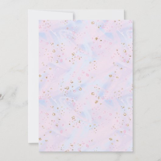 ピンクコットンキャンディと金ゴールドスパークルバースデーパーティー 招待状 (裏面)