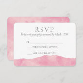 ピンクコットンキャンディウォーターカラーウェディングRSVP 出欠カード (正面/裏面)