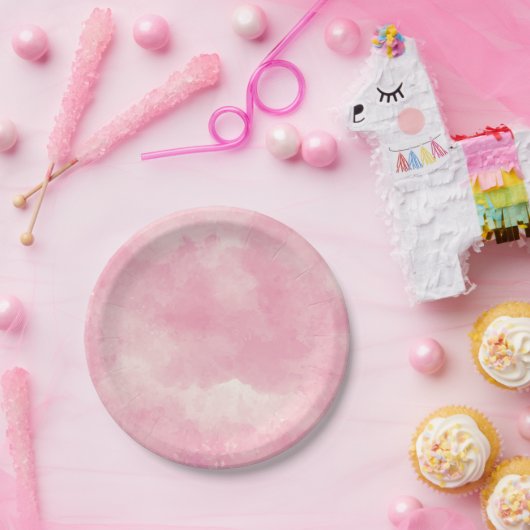 ピンクコットンキャンディウォーター結婚カラープレート ペーパープレート (パーティー)