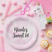 ピンクコットンキャンディクラウドスターリースカイ誕生日パーティー ペーパープレート (パーティー)