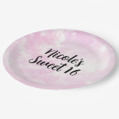 ピンクコットンキャンディクラウドスターリースカイ誕生日パーティー ペーパープレート (アングル)