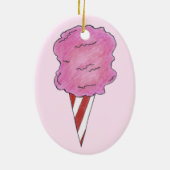 ピンクコットンキャンディスパンシュガーキャンディフロスカーニバル セラミックオーナメント (裏面)