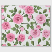 ピンクコットンキャンディバラパターン包装紙 ラッピングペーパー (フラット)