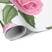 ピンクコットンキャンディバラパターン包装紙 ラッピングペーパー (ロールコーナー)